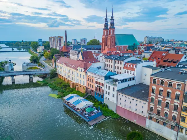 Opole, Poland.IMAGE 'deki katedralin panorama görüntüsü