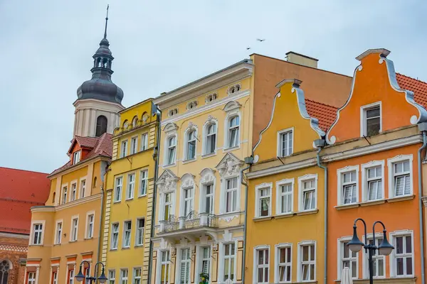 Opole, Poland.IMAGE 'deki Rynek Meydanı' ndaki renkli evler