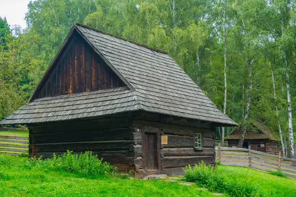 Katowice, Poland.IMAGE 'deki Yukarı Silezya Etnografik Parkı' ndaki tarihi binalar