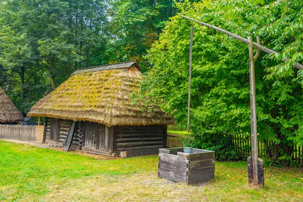 Katowice, Poland.IMAGE 'deki Yukarı Silezya Etnografik Parkı' ndaki tarihi binalar