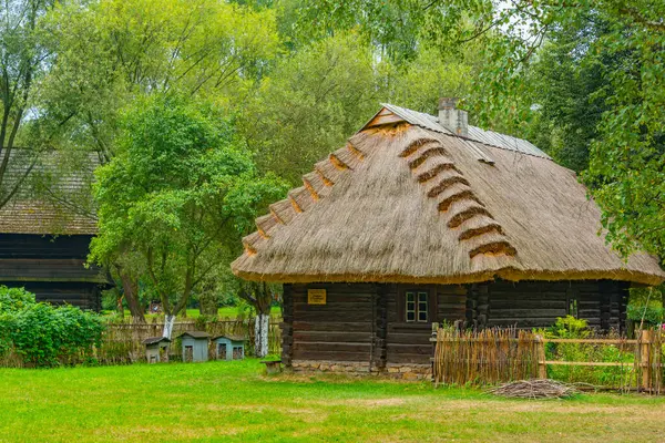 Katowice, Poland.IMAGE 'deki Yukarı Silezya Etnografik Parkı' ndaki tarihi binalar