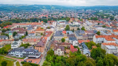 Poland.IMAGE 'deki eski Nowy Sacz kasabasının panorama manzarası
