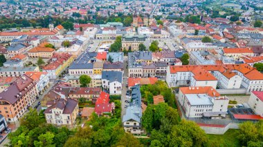 Poland.IMAGE 'deki eski Nowy Sacz kasabasının panorama manzarası