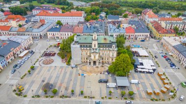 Poland.IMAGE 'deki eski Nowy Sacz kasabasının panorama manzarası