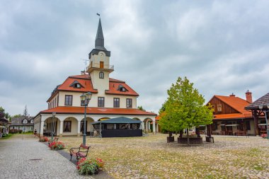 Nowy Sacz, Poland.IMAGE 'de tarihi evleri olan Galiçya kasabası.