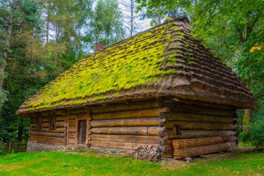 Nowy Sacz, Poland.IMAGE 'deki Sadecki Ethnographic Park' taki tarihi binalar.