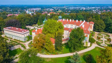 Güneşli bir günde Polonya 'daki Lancut Kalesi.