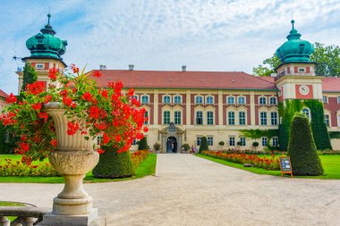 Güneşli bir günde Polonya 'daki Lancut Kalesi.