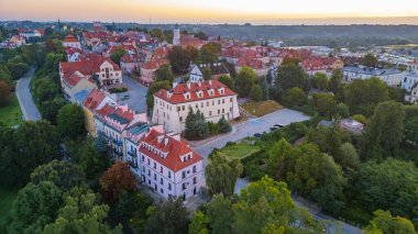 Poland.IMAGE 'de Sandomierz' in günbatımı manzarası.