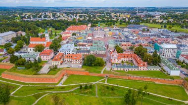 Poland.IMAGE 'deki Zamosc kasabasının panorama manzarası