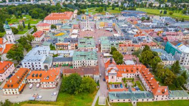 Poland.IMAGE 'deki Zamosc kasabasının panorama manzarası