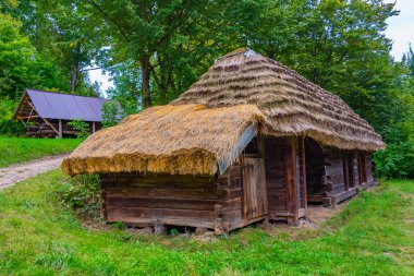 Poland.IMAGE 'deki Lublin Village Açık Hava Müzesi' nde tarihi bir ev.