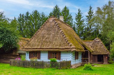 Poland.IMAGE 'deki Lublin Village Açık Hava Müzesi' nde tarihi bir ev.