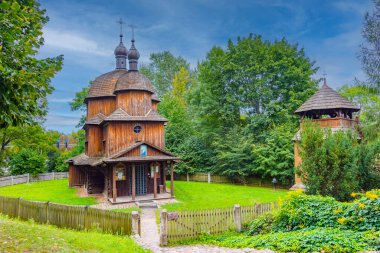 Lublin Köyü Açık Hava Müzesi, Poland.IMAGE 'deki Yunan Katolik İsa' nın Doğumu Kilisesi.