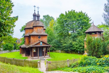 Lublin Köyü Açık Hava Müzesi, Poland.IMAGE 'deki Yunan Katolik İsa' nın Doğumu Kilisesi.