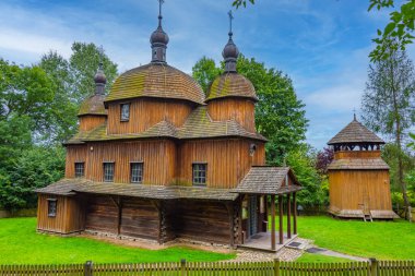 Lublin Köyü Açık Hava Müzesi, Poland.IMAGE 'deki Yunan Katolik İsa' nın Doğumu Kilisesi.