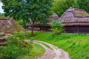 Poland.IMAGE 'deki Lublin Village Açık Hava Müzesi' nde tarihi bir ev.