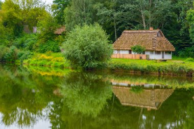 Poland.IMAGE 'deki Lublin Village Açık Hava Müzesi' nde tarihi bir ev.
