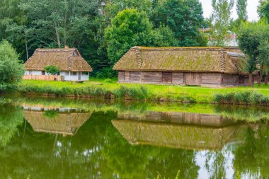 Poland.IMAGE 'deki Lublin Village Açık Hava Müzesi' nde tarihi bir ev.