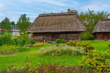Poland.IMAGE 'deki Lublin Village Açık Hava Müzesi' nde tarihi bir ev.
