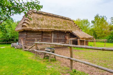 Poland.IMAGE 'deki Lublin Village Açık Hava Müzesi' nde tarihi bir ev.