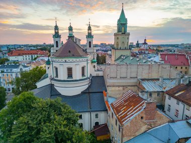 Eski Lublin, Poland.IMAGE kasabasının günbatımı manzarası.
