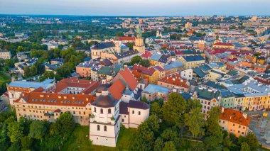 Eski Lublin, Poland.IMAGE kasabasının günbatımı manzarası.