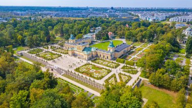 Varşova, Poland.IMAGE 'deki Wilanow Sarayı Panorama Manzarası