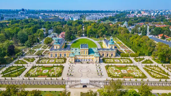 Varşova, Poland.IMAGE 'deki Wilanow Sarayı Panorama Manzarası