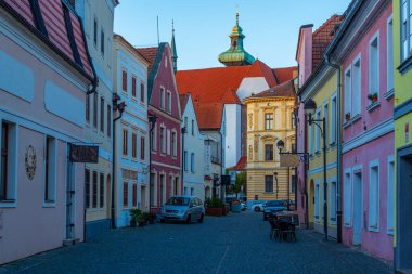 Çek kenti Ceske Budejovic.IMAGE 'deki Panska Caddesi