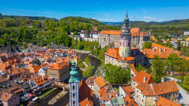 Çek Cumhuriyeti 'nde Cesky Krumlov' un Panorama görünümü.