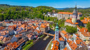 Çek Cumhuriyeti 'nde Cesky Krumlov' un Panorama görünümü.
