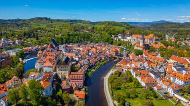 Çek Cumhuriyeti 'nde Cesky Krumlov' un Panorama görünümü.