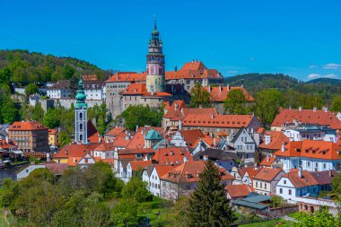 Çek Cumhuriyeti 'nde Cesky Krumlov' un Panorama görünümü.