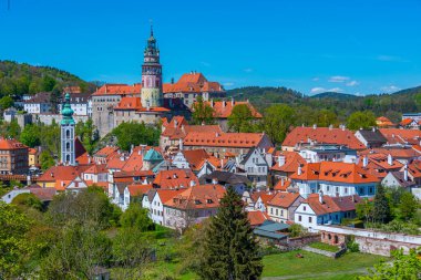 Çek Cumhuriyeti 'nde Cesky Krumlov' un Panorama görünümü.
