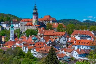 Çek Cumhuriyeti 'nde Cesky Krumlov' un Panorama görünümü.