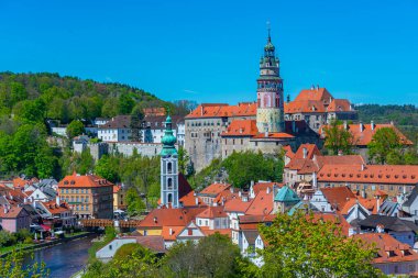 Çek Cumhuriyeti 'nde Cesky Krumlov' un Panorama görünümü.