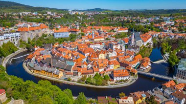 Çek Cumhuriyeti 'nde Cesky Krumlov' un Panorama görünümü.
