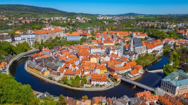 Çek Cumhuriyeti 'nde Cesky Krumlov' un Panorama görünümü.
