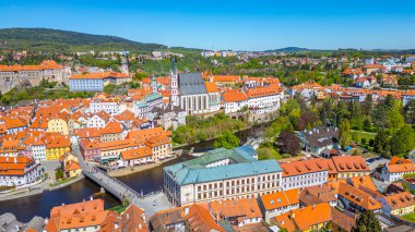 Çek Cumhuriyeti 'nde Cesky Krumlov' un Panorama görünümü.