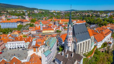 Çek Cumhuriyeti 'nde Cesky Krumlov' un Panorama görünümü.