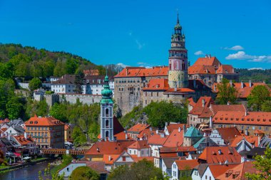 Çek Cumhuriyeti 'nde Cesky Krumlov' un Panorama görünümü.