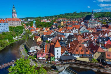 Çek Cumhuriyeti 'nde Cesky Krumlov' un Panorama görünümü.