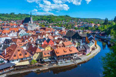 Çek Cumhuriyeti 'nde Cesky Krumlov' un Panorama görünümü.