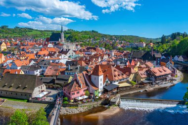 Çek Cumhuriyeti 'nde Cesky Krumlov' un Panorama görünümü.