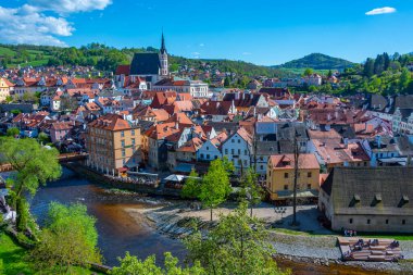 Çek Cumhuriyeti 'nde Cesky Krumlov' un Panorama görünümü.