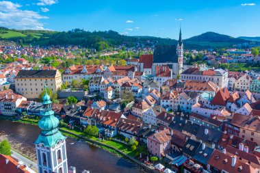 Çek Cumhuriyeti 'nde Cesky Krumlov' un Panorama görünümü.