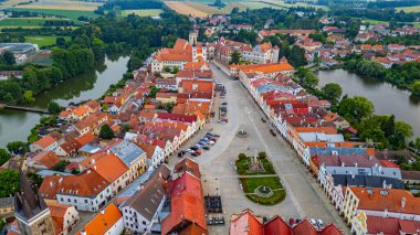 Çek şehri Telc.IMAGE 'in gündoğumu manzarası