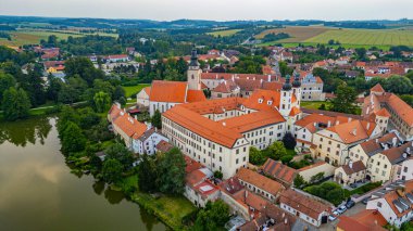 Çek şehri Telc.IMAGE 'in gündoğumu manzarası