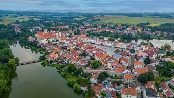 Çek şehri Telc.IMAGE 'in gündoğumu manzarası